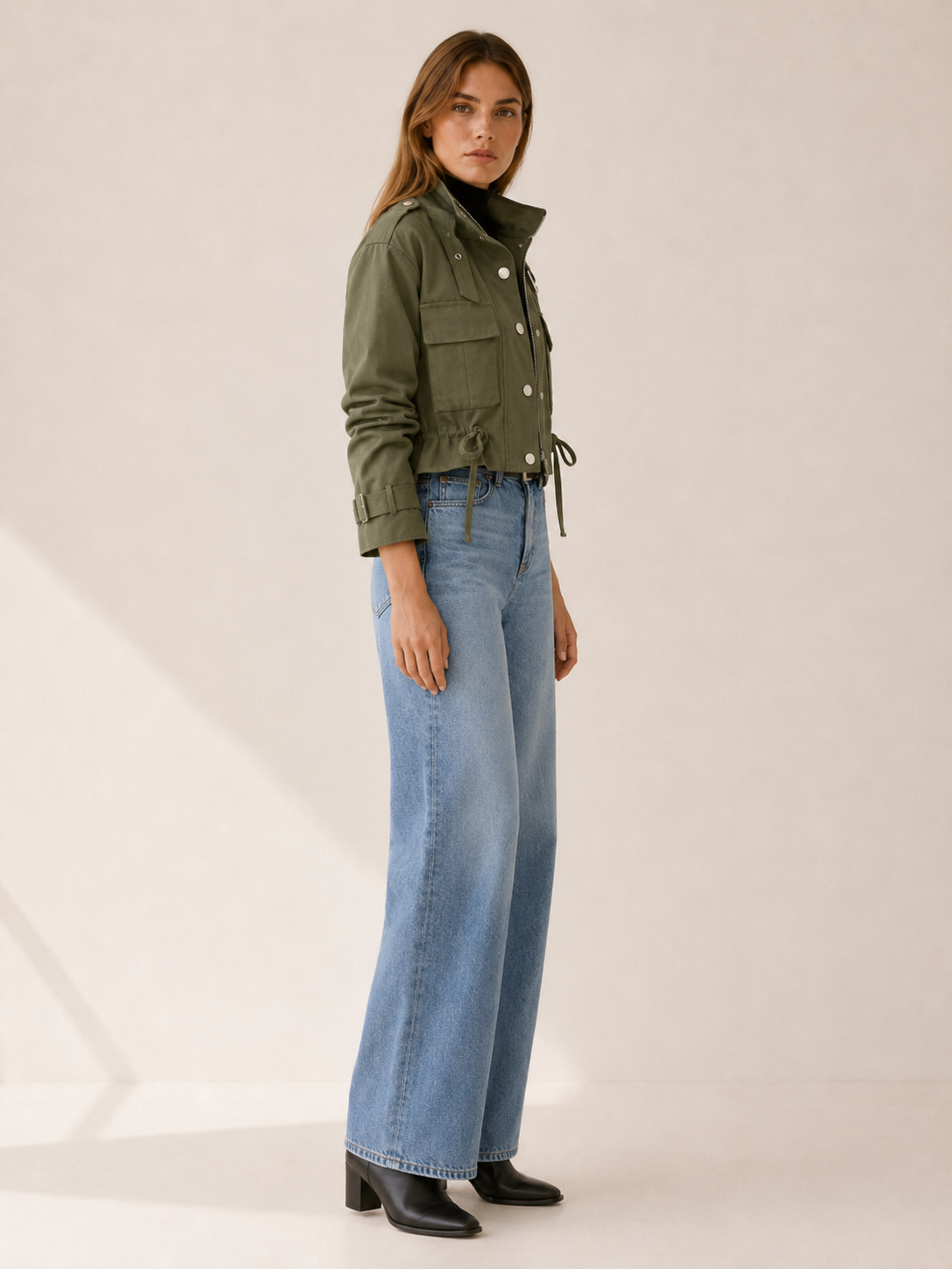 Sabrina | Cropped Drawstring Utility Jacket