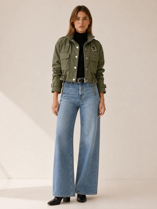 Sabrina | Cropped Drawstring Utility Jacket
