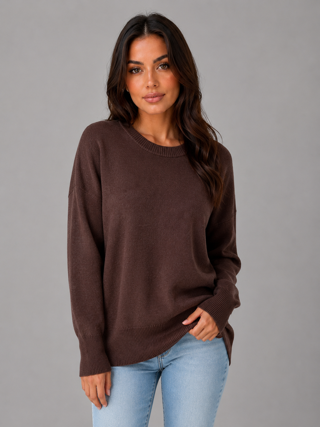 Sandra | Jersey de punto extragrande con cuello redondo