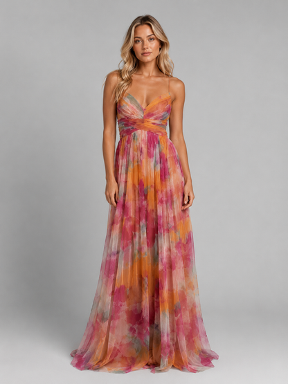 Sara Floral V-Neck Maxi Dress