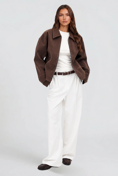 Savannah | Cropped Zip Suede Jacket
