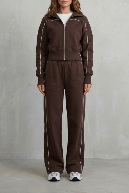 Isadora | Contrast Piping Tracksuit Set
