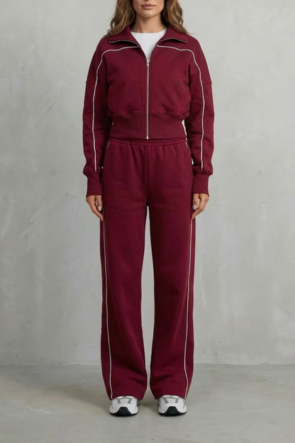 Isadora | Contrast Piping Tracksuit Set