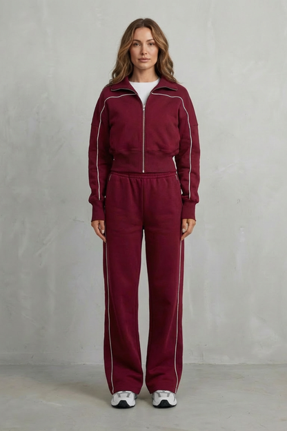 Isadora | Contrast Piping Tracksuit Set