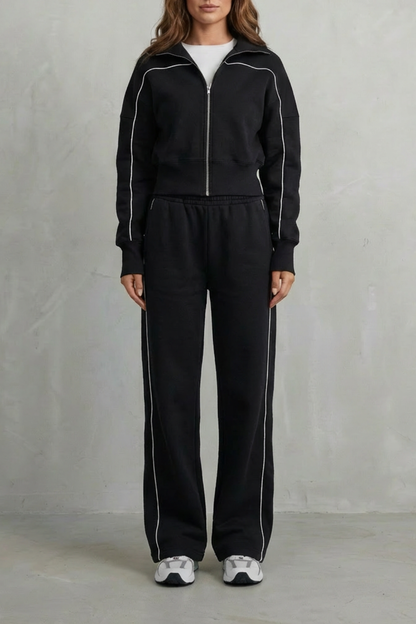 Isadora | Contrast Piping Tracksuit Set