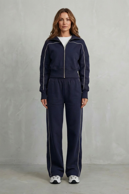Isadora | Contrast Piping Tracksuit Set