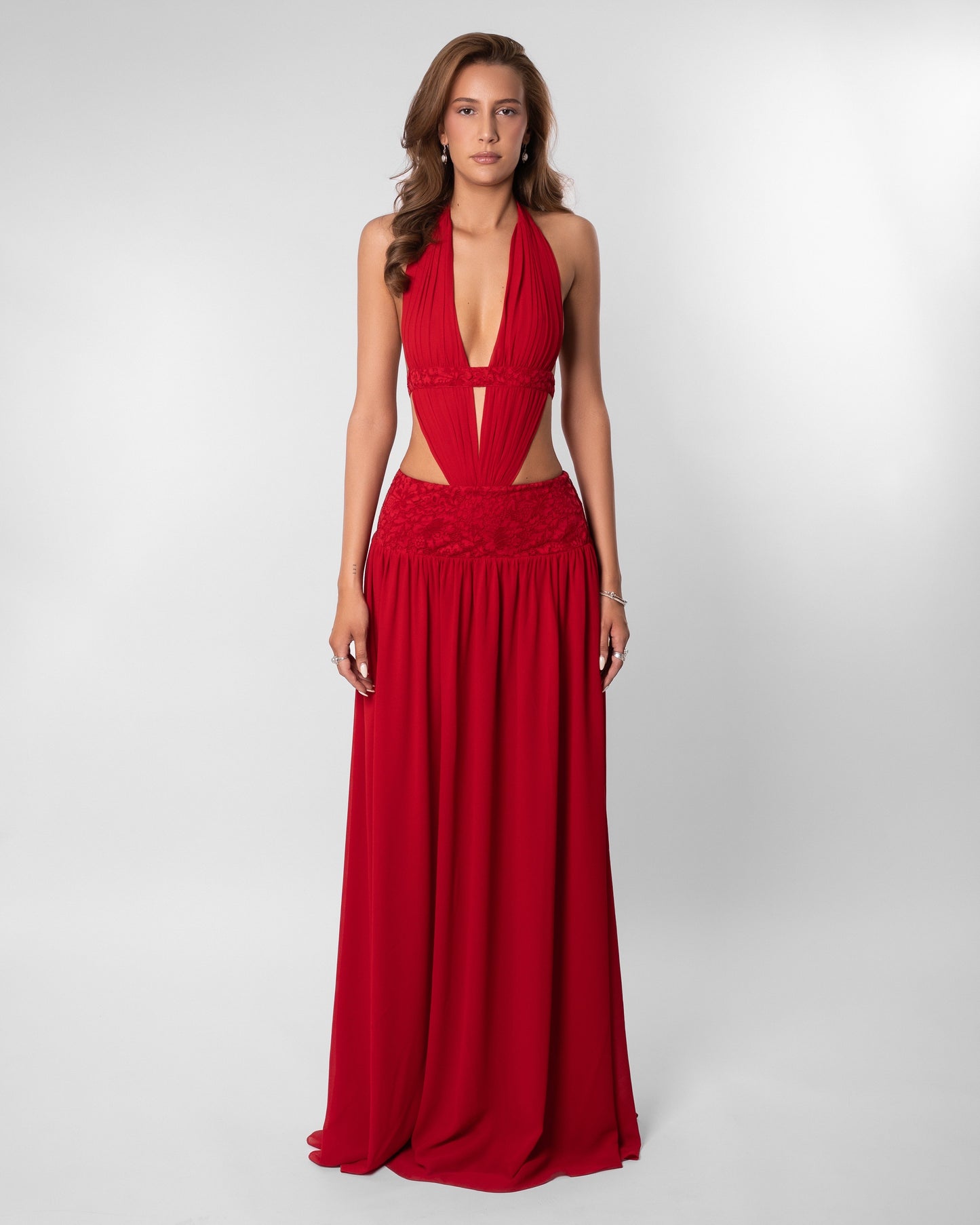 Scarlett Plunge Halter Cut Out Maxi Dress
