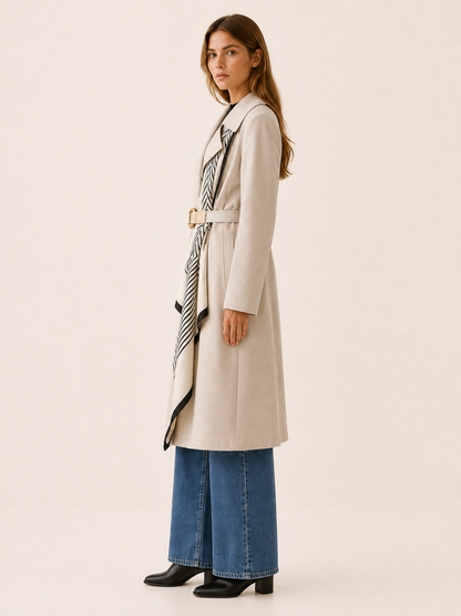 Seraphina | Belted Scarf Long Trench Coat