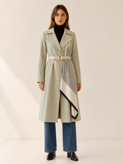 Seraphina | Belted Scarf Long Trench Coat