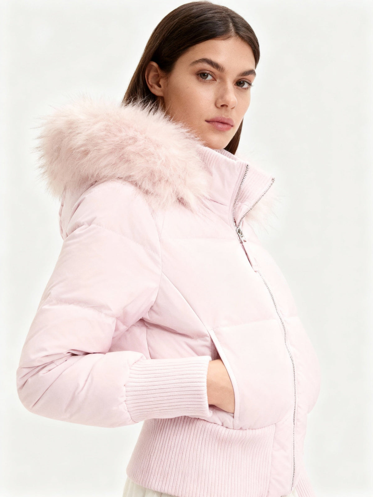 Sienna | Faux Fur Hooded Cropped Puffer Jacket