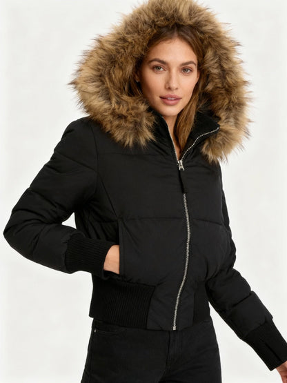 Sienna | Faux Fur Hooded Cropped Puffer Jacket