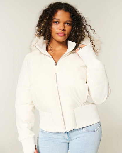 Sienna | Faux Fur Hooded Cropped Puffer Jacket