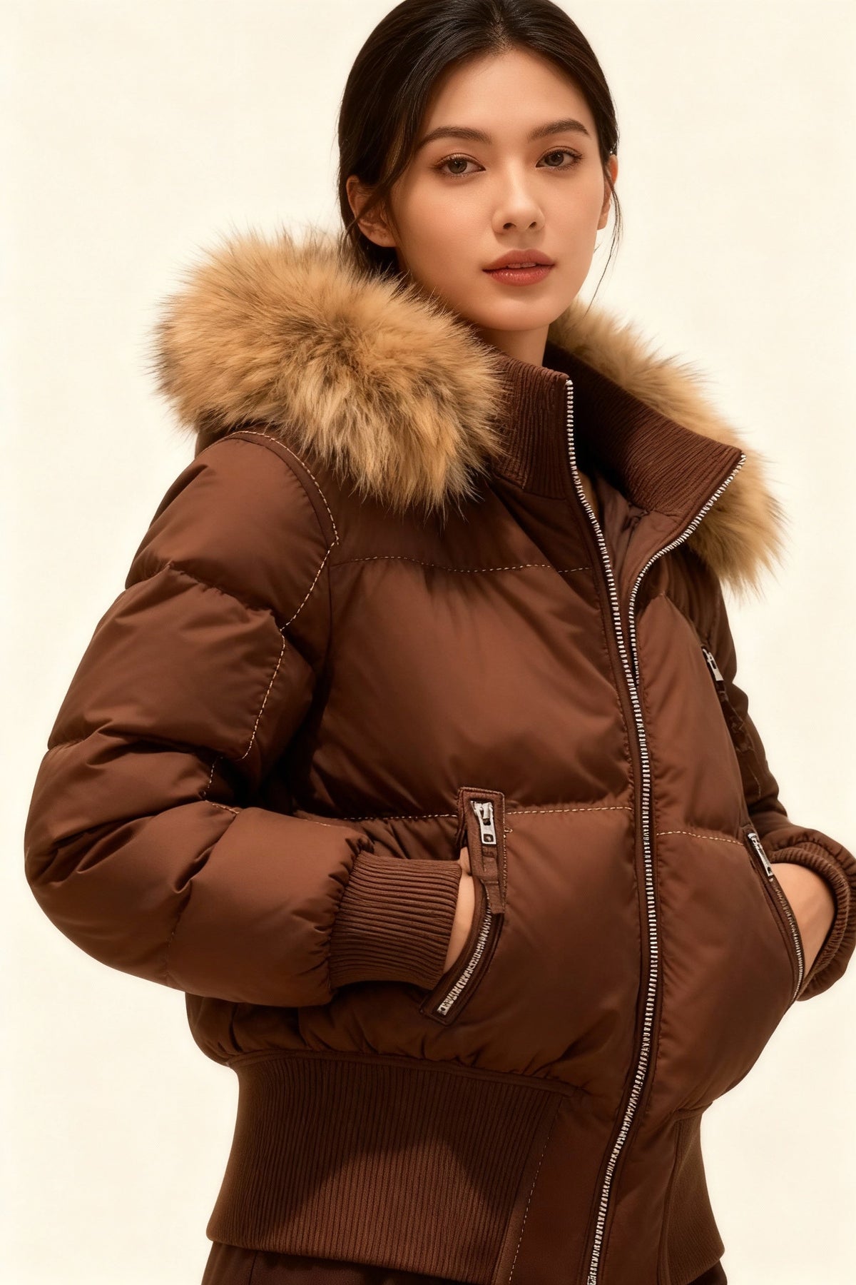 Sienna | Faux Fur Hooded Cropped Puffer Jacket