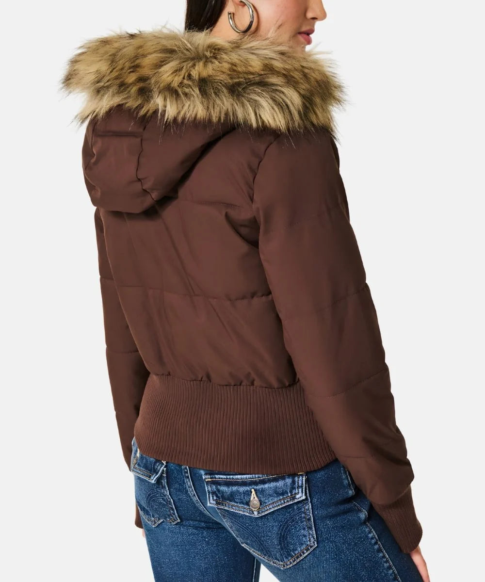 Sienna | Faux Fur Hooded Cropped Puffer Jacket