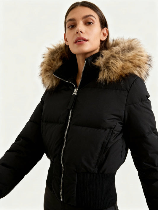 Sienna | Faux Fur Hooded Cropped Puffer Jacket