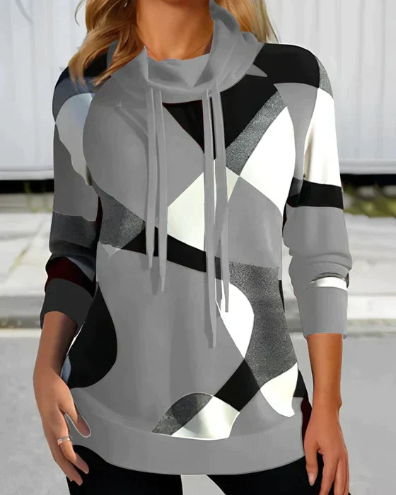 Simone | High Collar Color Block Hoodie