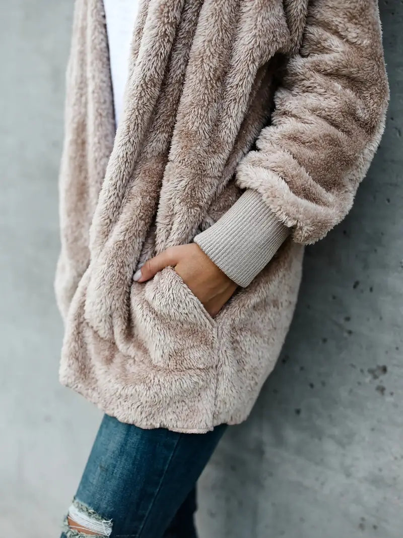 Talia | Relaxed Fit Fluffy Knit Hooded Jacket