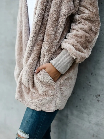 Talia | Relaxed Fit Fluffy Knit Hooded Jacket