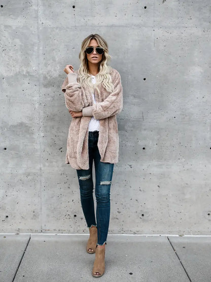 Talia | Relaxed Fit Fluffy Knit Hooded Jacket