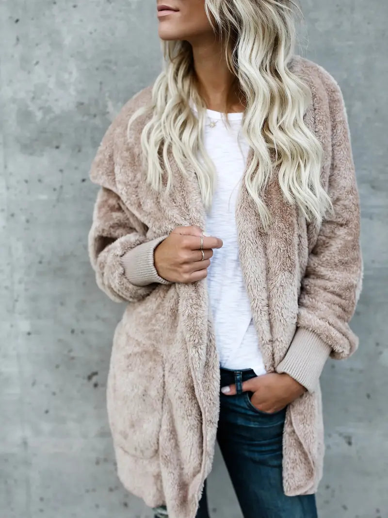 Talia | Relaxed Fit Fluffy Knit Hooded Jacket