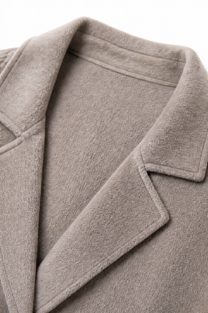 Celestine | Cable-Knit Sleeve Double-Breasted Longline Coat