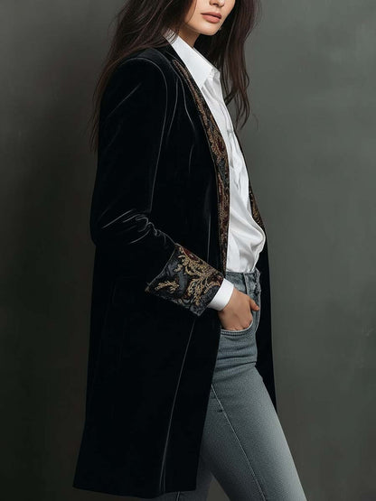 Valentina | Baroque Print Lapel Slim Fit Blazer