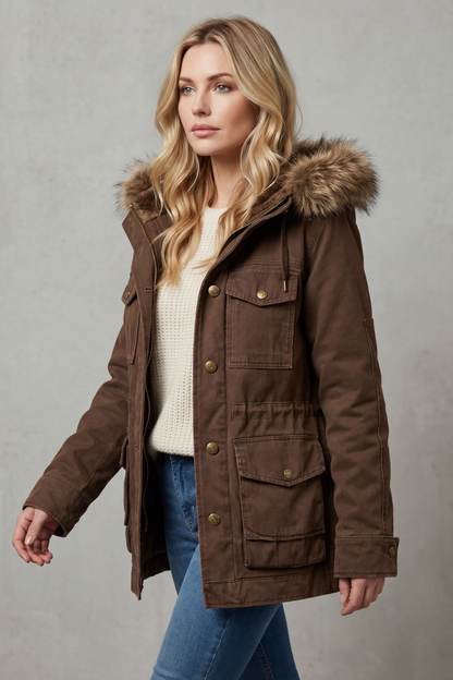 Velliere | Faux Fur Trim Hooded Parka Jacket