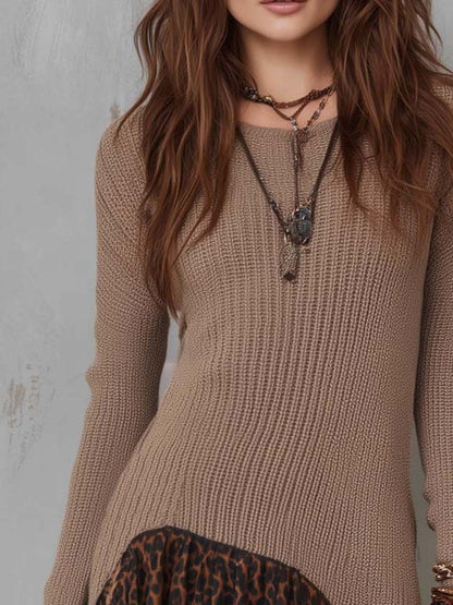 Verna | Suéter de punto con estampado de leopardo y dobladillo con volantes