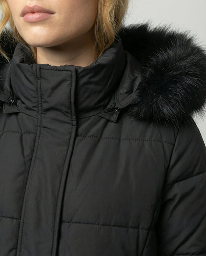 Victoria | Faux Fur Hooded Belted Longline Puffer Coat