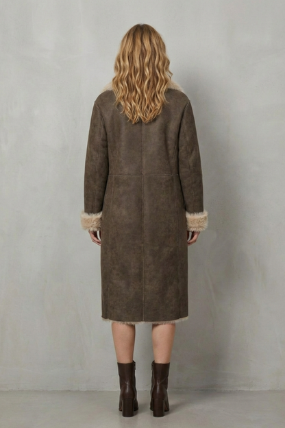 Virellia | Faux Shearling Longline Coat