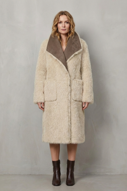 Virellia | Faux Shearling Longline Coat