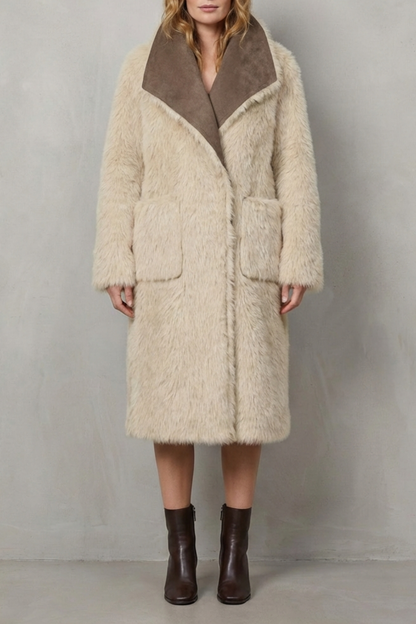Virellia | Faux Shearling Longline Coat