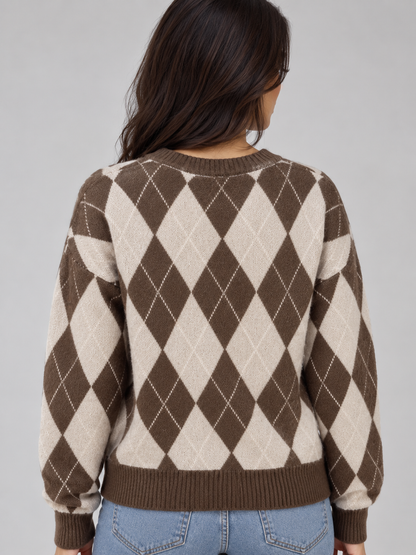Wanda | Jersey de punto con estampado de rombos argyle
