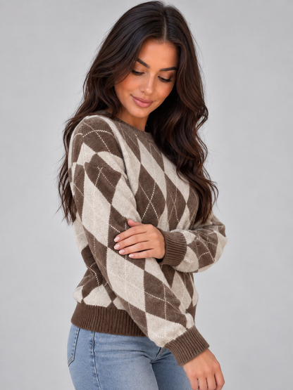Wanda | Jersey de punto con estampado de rombos argyle