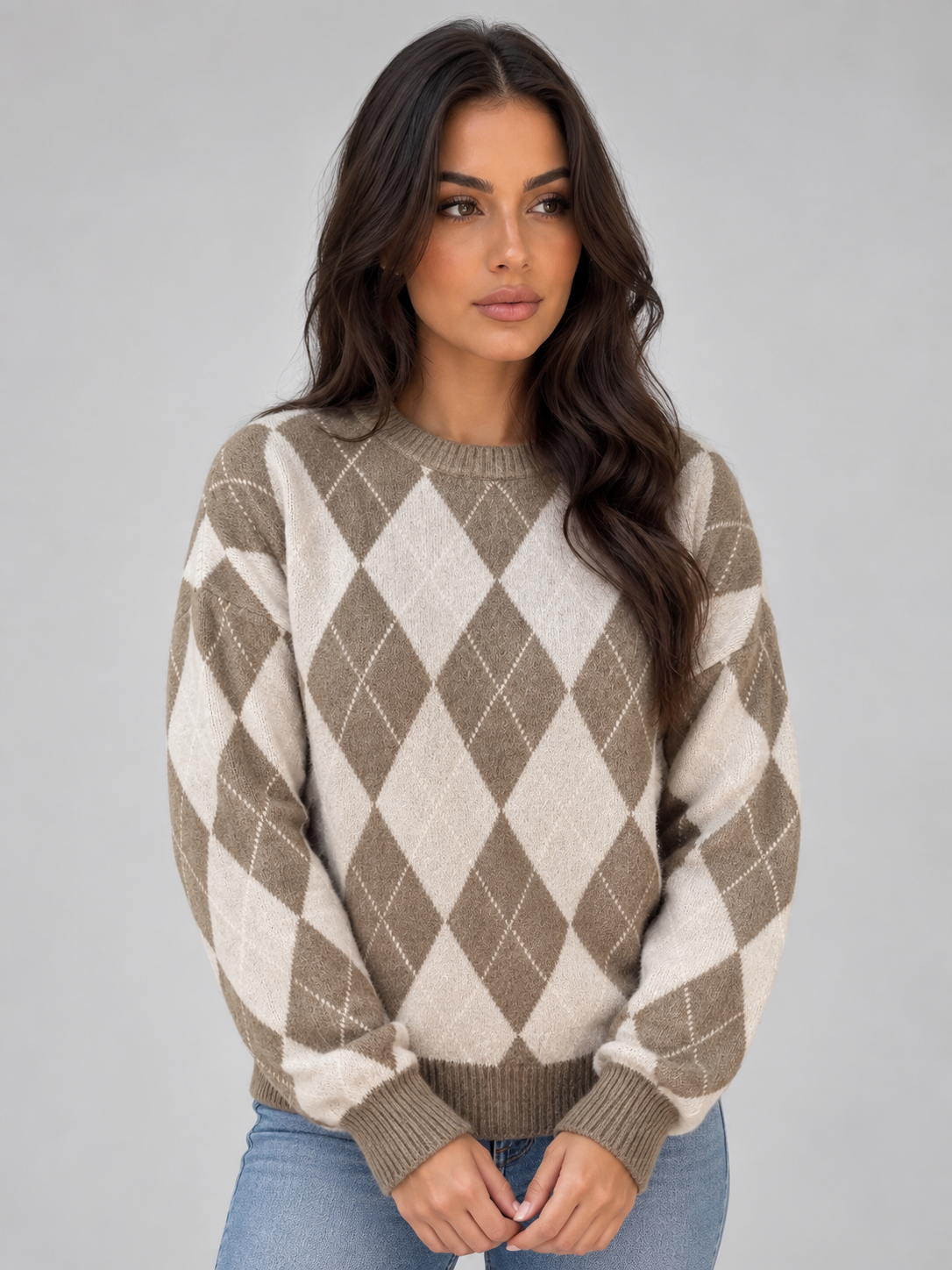 Wanda | Jersey de punto con estampado de rombos argyle