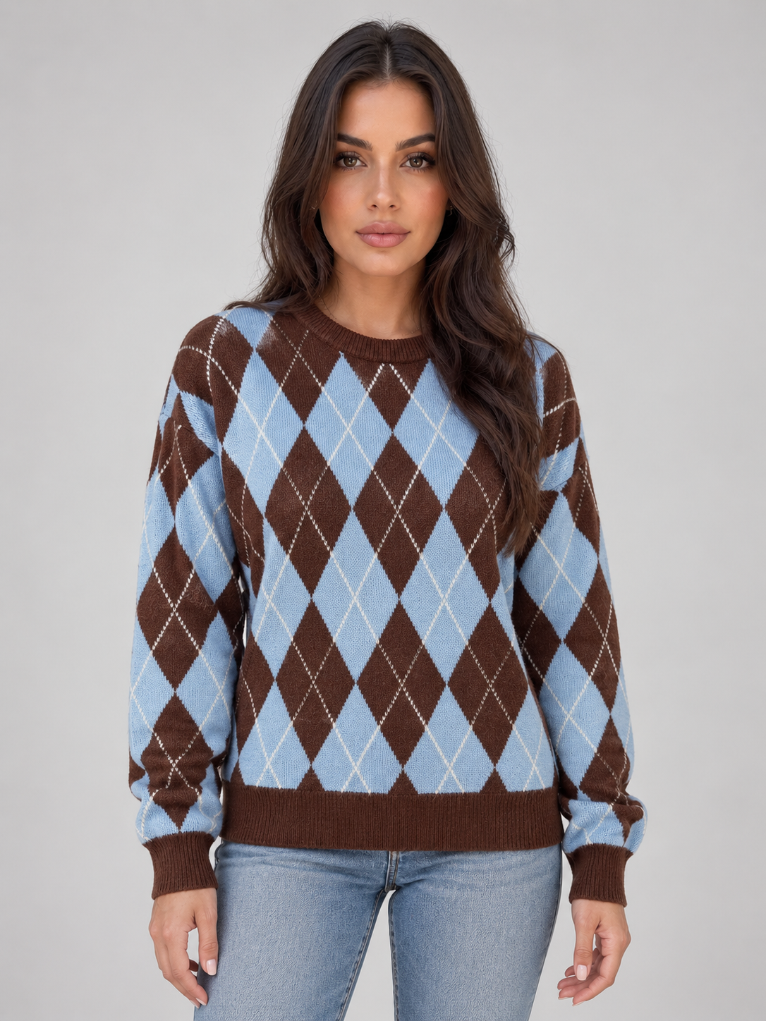 Wanda | Jersey de punto con estampado de rombos argyle