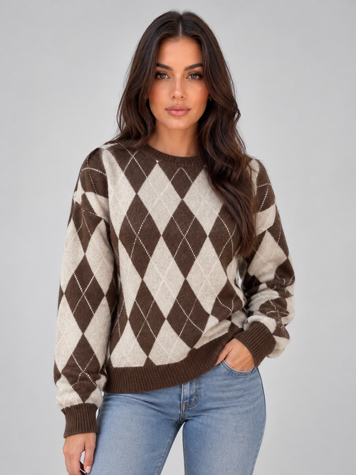 Wanda | Jersey de punto con estampado de rombos argyle