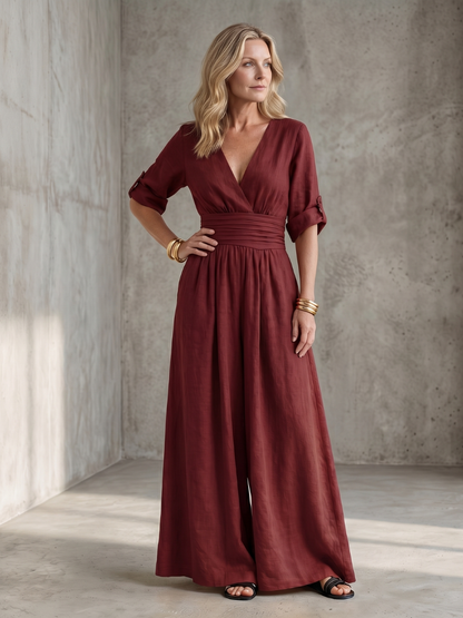 Wendy | Cross Front Wide Leg Jumpsuit