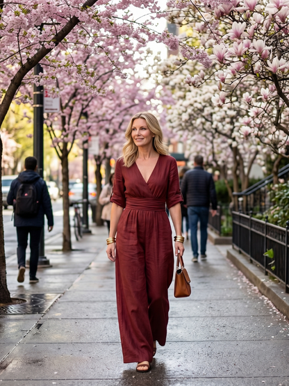 Wendy | Cross Front Wide Leg Jumpsuit