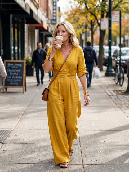 Wendy | Cross Front Wide Leg Jumpsuit