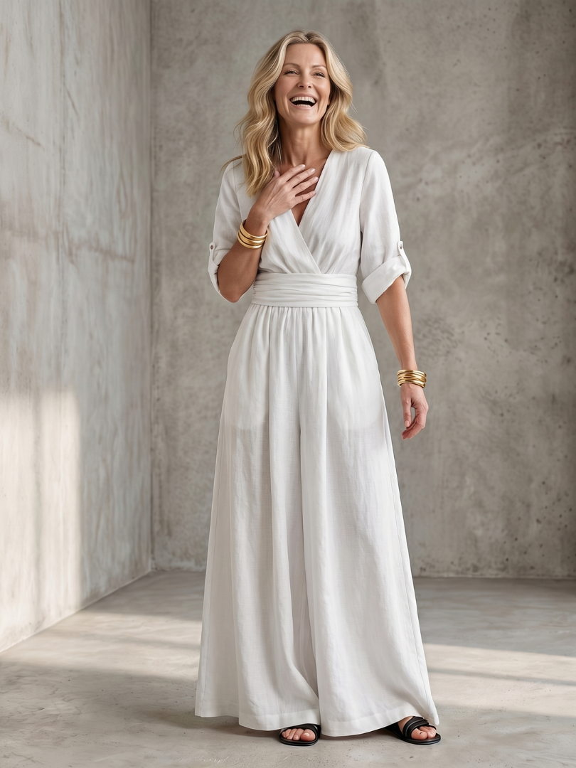 Wendy | Cross Front Wide Leg Jumpsuit