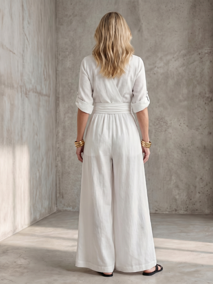Wendy | Cross Front Wide Leg Jumpsuit