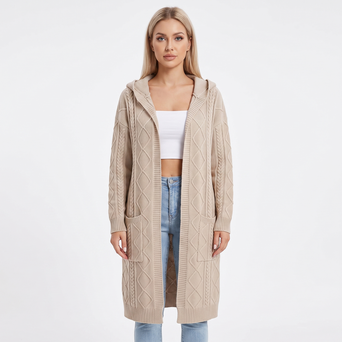 Willow | Hooded Cable Knit Cardigan