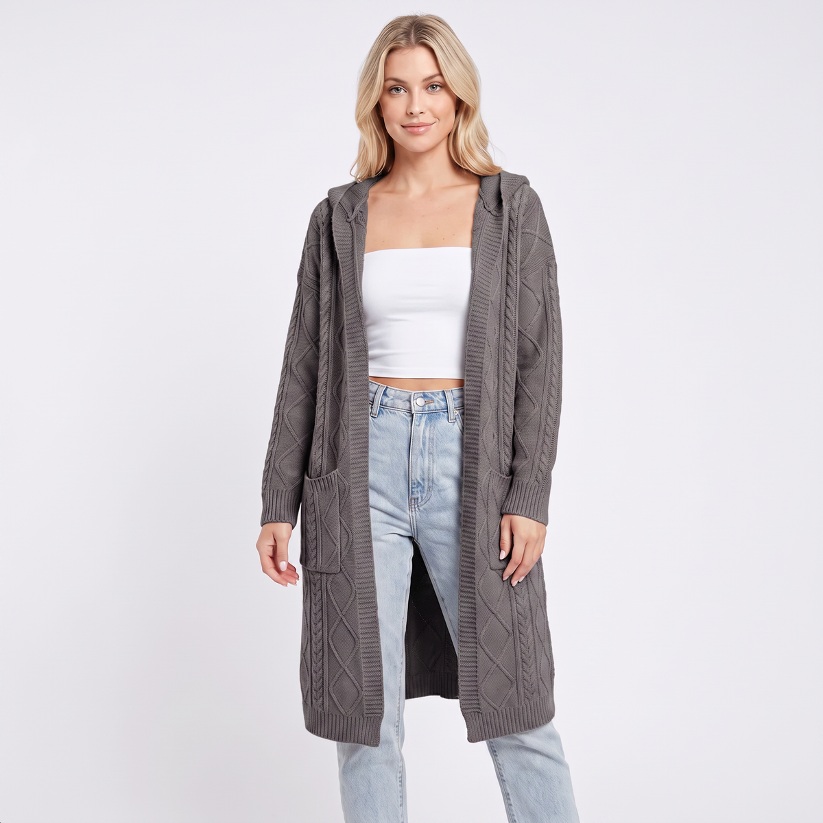 Willow | Hooded Cable Knit Cardigan
