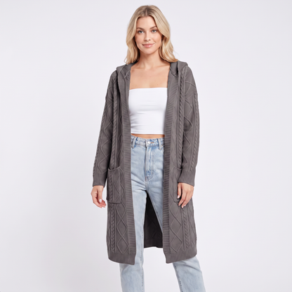 Willow | Hooded Cable Knit Cardigan