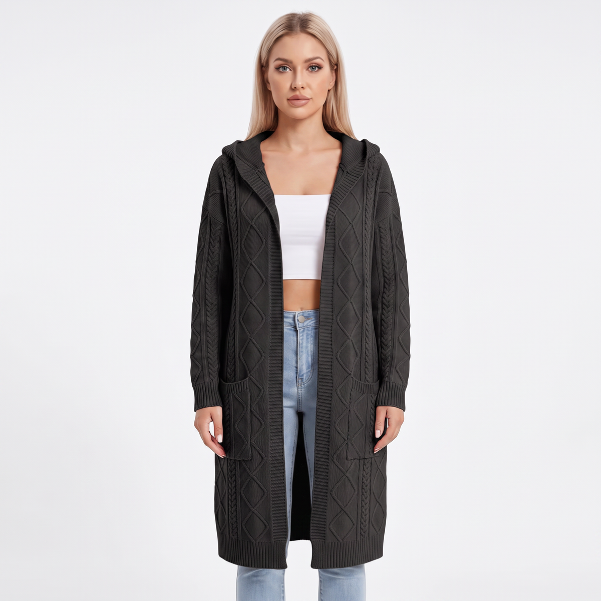 Willow | Hooded Cable Knit Cardigan