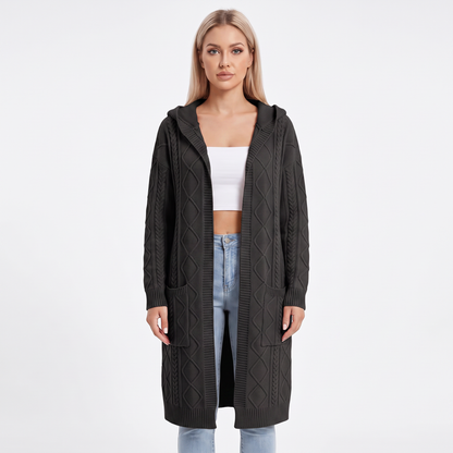 Willow | Hooded Cable Knit Cardigan
