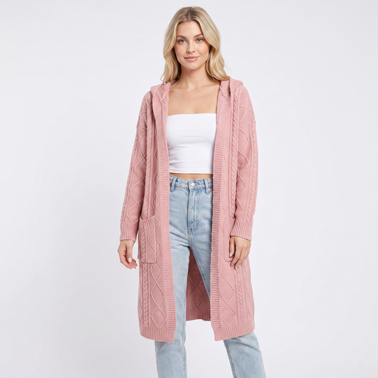 Willow | Hooded Cable Knit Cardigan