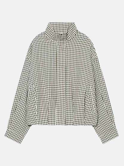 Sophie | High Neck Gingham Zip Up Jacket