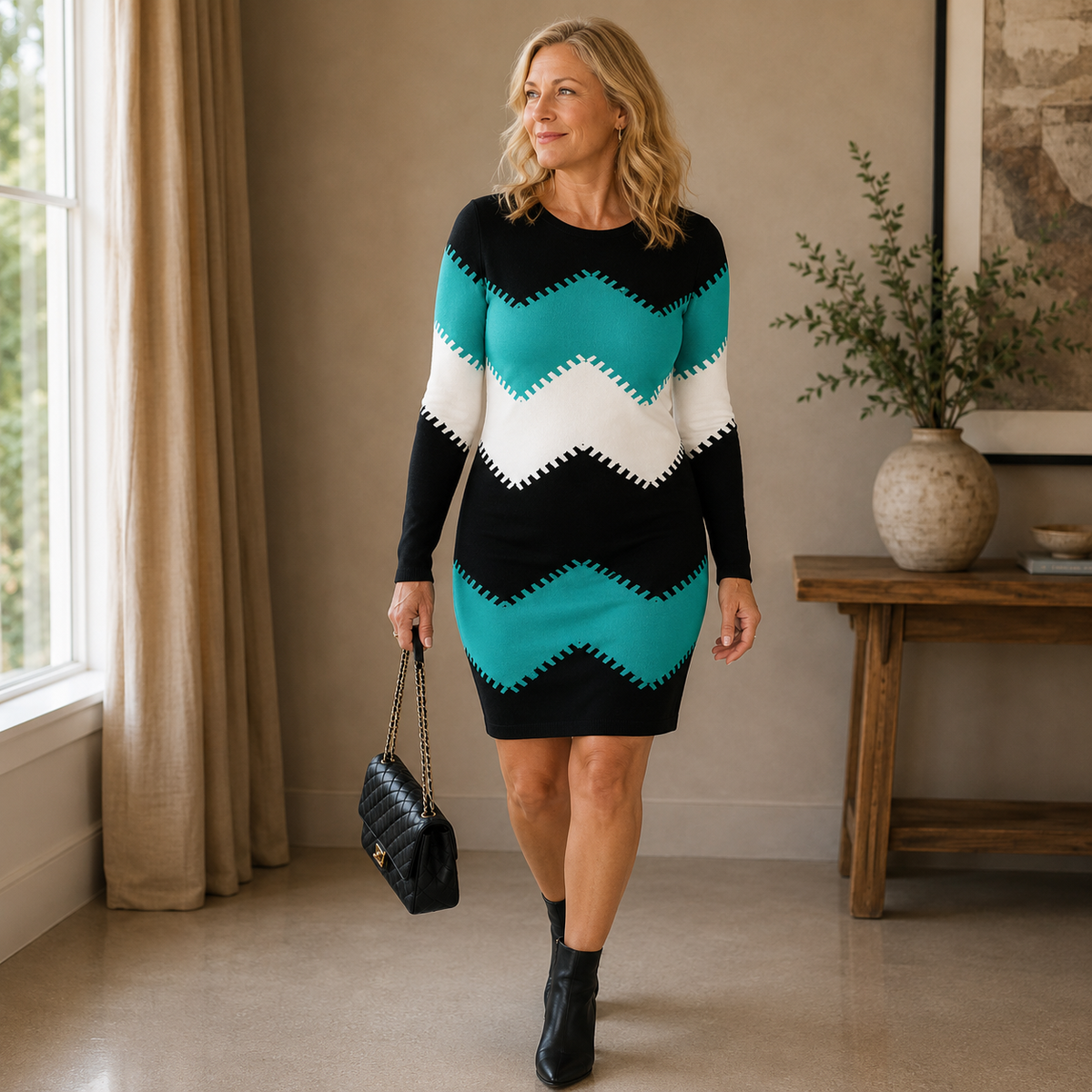 Ziggy | Chevron Knit Dress